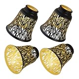 4 pack ceiling fan light covers- small lamp shades,mini lamp shades,metal lamp shade for pendant light shade, wall lamp, with 1-5/8" Fitter, 4-3/4" Height and 4-3/4" Diameter, black and gold colors.