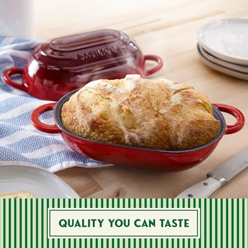 Enameled Cast Iron Bread Oven 2 Qt (Red), Non-Stick Single Loaf Cast Iron Bread Pan with Lid, Easy Homemade Sourdough Dutch Oven, Oven-Safe Artisan Bread Baking Pan by Basilico - Image 7