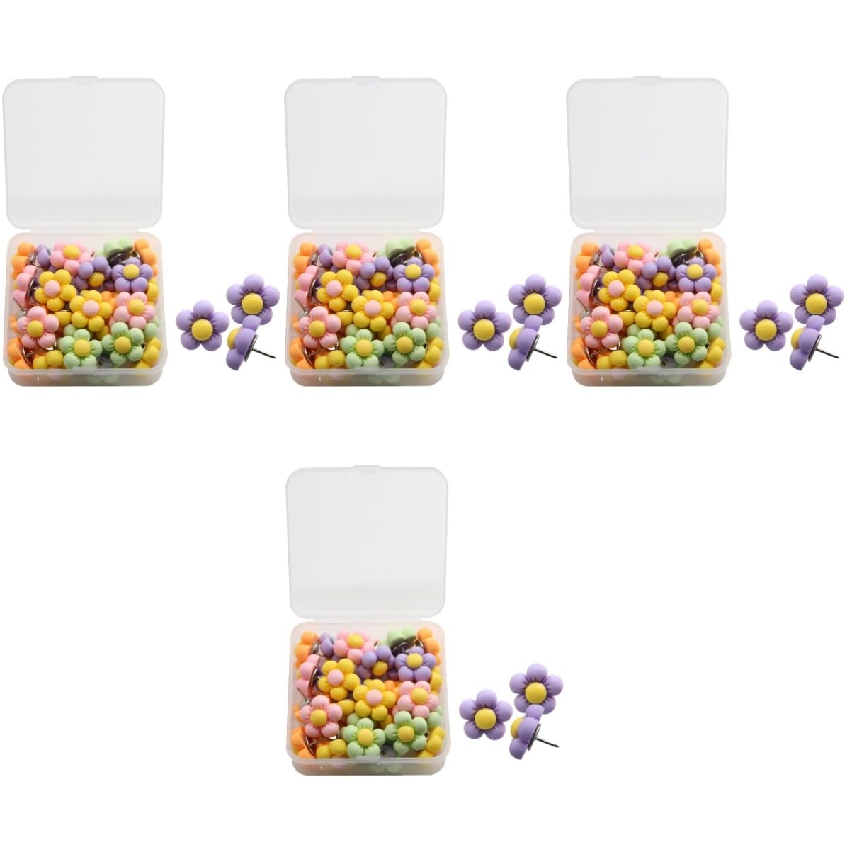Operitacx 120piezas Chinchetas De Color Macaron Forma De Flor Accesorios para Oficina Hogar Push Pins Reemplazables para Mapas Manualidades