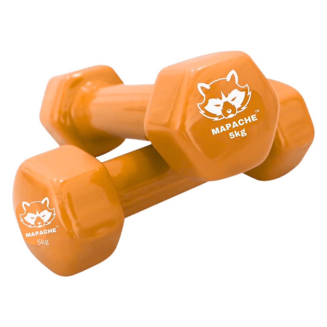 MAPACHE-Premium Series-PVC Dumbbells, vinyl dumbbells For Women And Men Home Exercise Weight Pair Size (5 KG PAIR, Orange) (B0D77WX5J6) Amazon Price History, Amazon Price Tracker