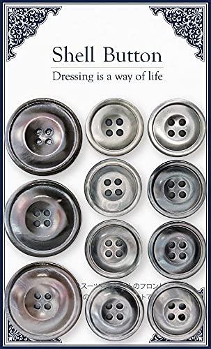 貝ボタン スーツ ジャケット １着セット 立体的な形 (灰黒) - ノーブランド品 - 商品画像