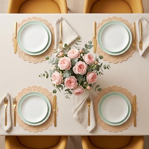 100 Pack 13.5 Inch Round Kraft Paper Doilies, Disposable Lace Placemats by COSINIA - Used condition - Image 3