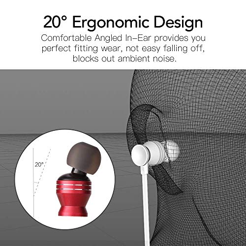 Wired Earbuds in-Ear Stereo Earphones with Microphone Deep Bass Ear Buds Premium Sound Noise Isolating Headphones with 3.5mm Audio Output for Phone, Laptop, MP3, iOS/Android Devices(C300-Red) - Thumbnail 3