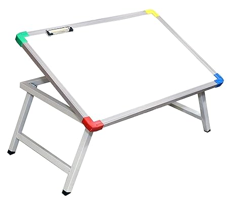 GRAZIA Multi-Purpose Foldable Laptop Study Writing Bed Breakfast Tray Table – Adjustable Table with Whiteboard and Paper Holding Clip – Portable Desk for Kids, Study, Writing, and Breakfast in Bed