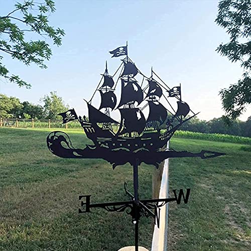 Cnliht Roof Weather Vane Weathervane Weathercock Wind Direction Retro Sailing Boat Fishing Boat Ship Shape Weather Vane, Creative Home Decor Ornament Gift For Farm Yard Garden #TOP3