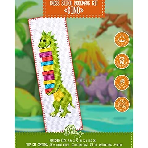 Povitrulya Dino Counted Cross Stitch Kit - DIY Kits for Adults or Kids - T-Rex Dinosaur Cover