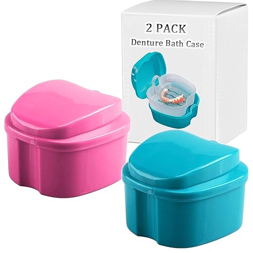 Miniatura 9 de Caja de baño para dentaduras postizas cuidado completo de limpieza para dentaduras postizas soportes transparentes dientes falsos protector bucal