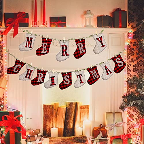 Merry Christmas Banners, XMAS Burlap Banners, Festival Flags Hanging Decorations, for Christmas Party Decorations Outdoor Indoor - Image 9