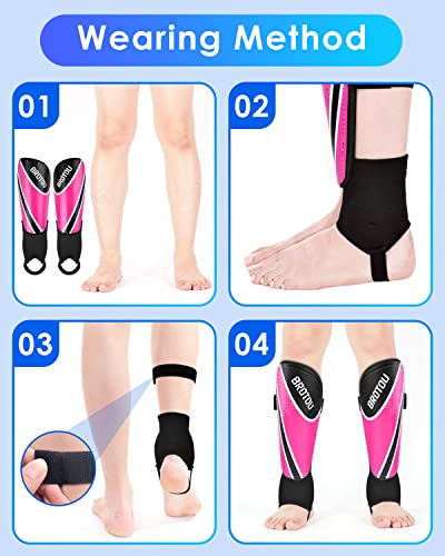 Youth Football Shin Guards, BROTOU High Strength Junior Shin Pads with Calf & Ankle Protection, Lightweight Design - Image 3