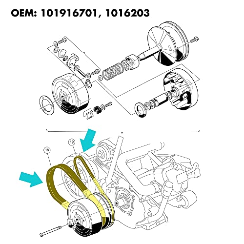 10L0L Golf Cart Clutch Drive Belt/Starter Generator Belt For Club Car Ds&Precedent(Years 1997-2015),Oem 101916701, 1016203 #TOP5