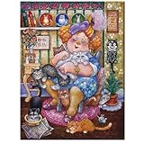 WaFeLe Diamond Painting Gata gorda 5D DIY Completo Kit para decoración del hogar Arte Pared Bordado de Punto de Cruz Diamante Pintura Diamante redondo 30x40cm