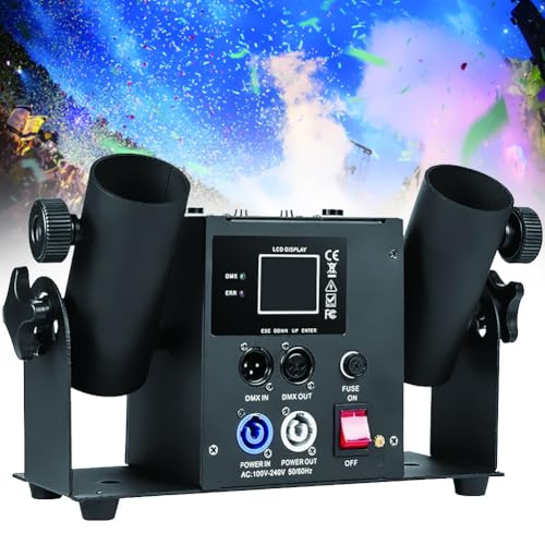 Máquina de cañón de confeti Lanzador de bengalas dobles frías Rociador de papel DMX/remoto, para bodas, discotecas, espectáculos