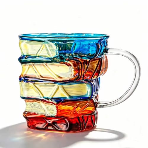 Hand-Painted Book Mug Glass Coffee Cup with Vintage Literature Design