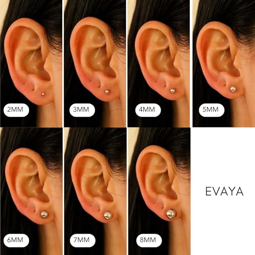 14k Real White Gold Ball Stud Earrings for Women & Men (2mm-8mm Diameter) - Real 14k Gold, Secure Screw Back Design2