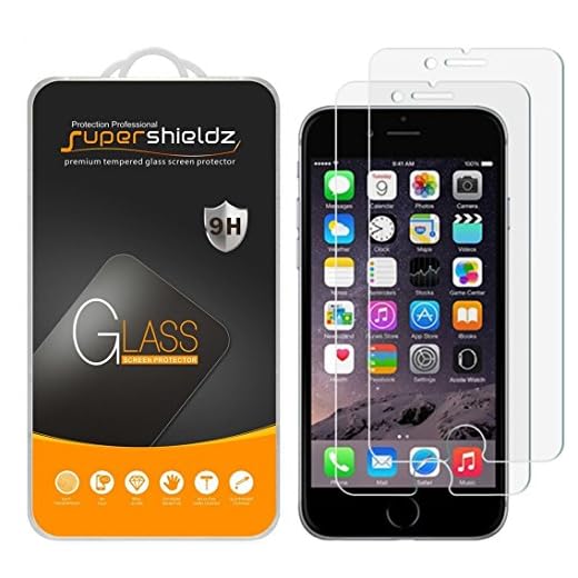 (2 Pack) Supershieldz Designed for iPhone 6S Plus and iPhone 6 Plus (5.5 inch) Tempered Glass Screen Protector Anti Scratch, Bubble Free