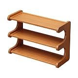 Scaffale da scrivania a 3 ripiani, color tè, legno massello e MDF, larghezza 30/50/60 cm