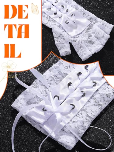 Lace Fingerless Gloves Tea Party White Gloves for Women2