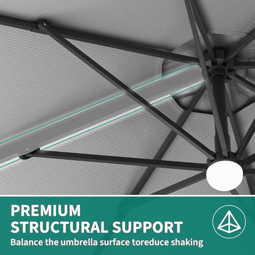 Garvee 10Ft Cantilever Patio Umbrella with 360° Rotation, Adjustable Tilt, Heavy-Duty 600D Oxford Fabric, Rust-Proof Aluminum Frame, Fits Most Stands, Without Base Weight
