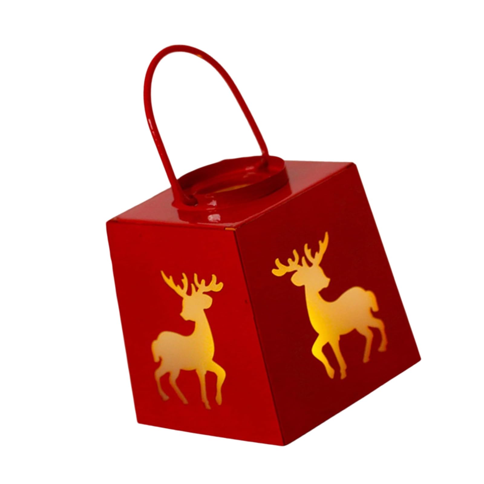carotoe Iron Holiday LED Light with Carrying Handle Christmas Night Light Desk Ornament for Mantels Desktop Bookshelf Porch Christmas Lamp