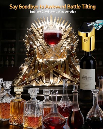 Image of Electric Whisky Dispenser,Wine Aerator,Liquor Decanter,Alcohol Pourer-Gold | Birthday Gifts | 1-Second Aeration | Easy Tap-to-Pour | 1-999ml Precision | USB-C Rechargeable | Smart&Automatic | 2000mAh
