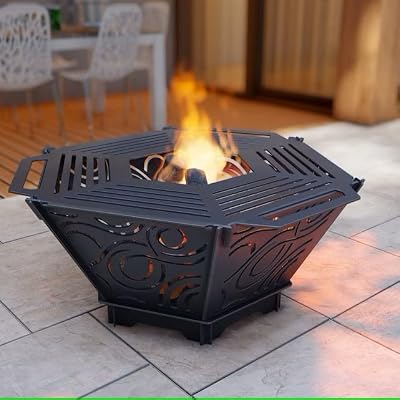 HEXAGONal Fire Pit and Portable Barbecue Pattern Decorative