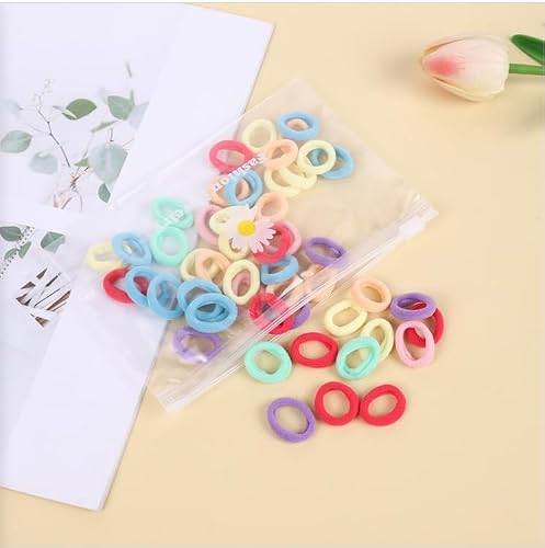 TANJY 100 Pcs Baby Hair Ties, Seamless Toddler Hair Ties for Girls and Kids, Multicolor Small Soft Hair Elastics Ponytail Holders -  Baby Hair Tires Macarons