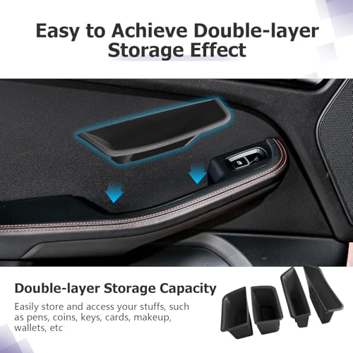 Image of LUWU Door Tray Organizer Compatible with 2015-2026 Porsche Macan S /T /GTS Accessories Center Console Organizer Armrest Console Storage Box Insert Tray ABS Material Black 4PCS (Not for Macan EV)