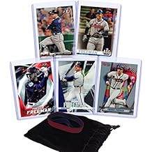 Freddie Freeman Baseball Cards 5 ASSORTED Atlanta Braves Trading Card and Wristbands Gift Bundle