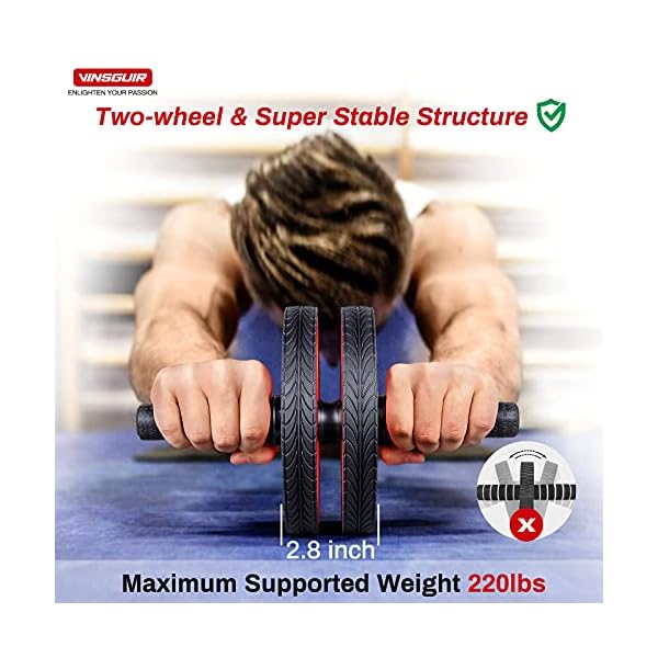 Ab-Roller-Wheel-4-in-1-Kit-Set-Abs-Workout-Equipment-for-Abdominal-Core-Strength-Training-Exercise-Wheels-for-Home-Gym-Fitness-Ab-Machine-with-Jump-Rope-Push-up-Bars-Knee-Pad-Accessories Vinsguir Ab Roller, 4-in-1 Ab Roller Kit with Knee Pad