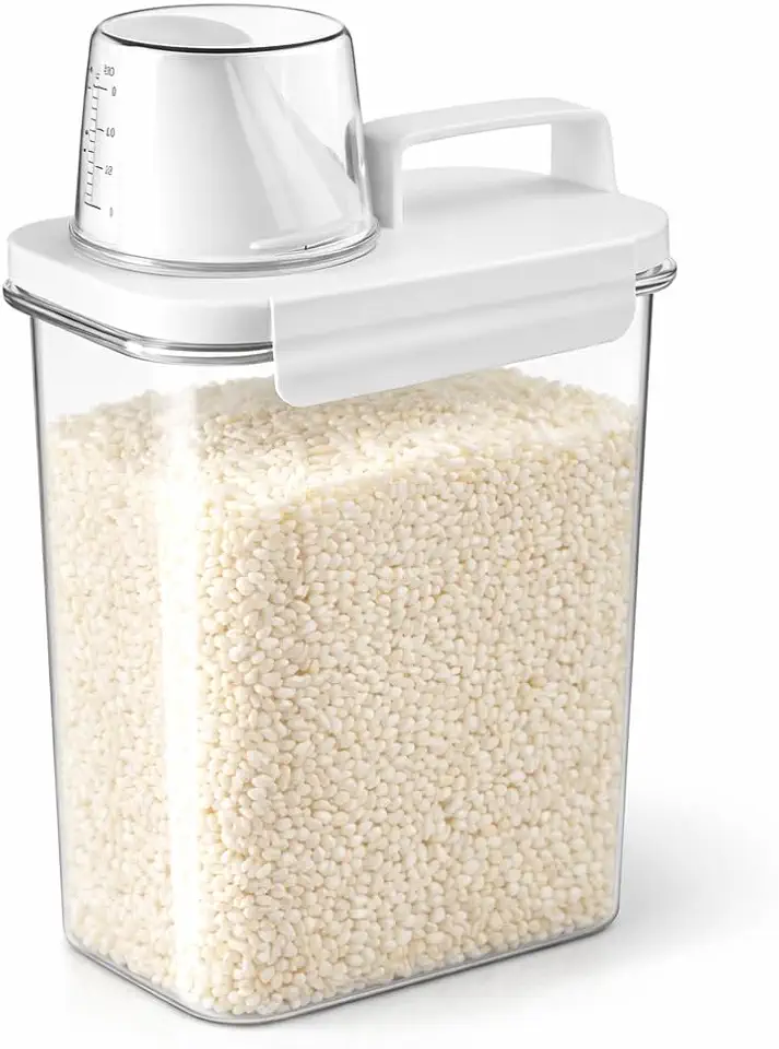 Pote Hermético Dispenser 1,5L com Medidor Dosador e Tampa com Vedação – Recipiente Organizador Transparente para Arroz, Feijão, Grãos e Mantimentos – Plástico Resistente para Cozinha