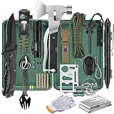 Emergency Survival Kit, Gifts for Men Dad Boyfriend Him Husband, 33Pcs Survival Gear Cool Gadget Tools Camping Accessories Equipment with Saber Card for Hunting, Fishing, Outdoor Adventure, Hiking, Birthday Gift