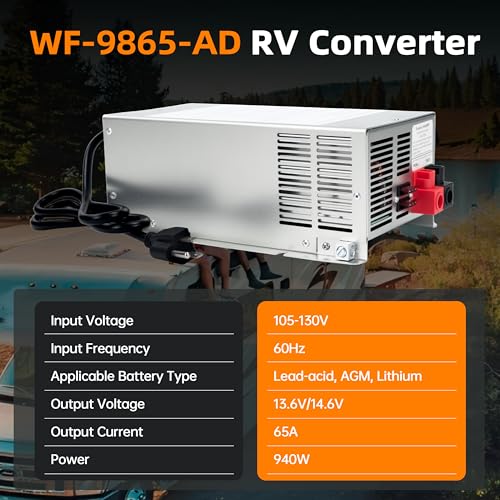 Image of ๐๐ฉ๐ ๐ซ๐๐๐ WF-9865-AD 65 Amp RV Power Converter Charger | Replace for RV Camper WF-9800 Series, WF-9865-AD, for Lead-Acid /Lithium Battery Three-Stage Charge Rv Converter 65 Amp