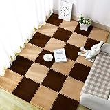 18 Pieces Plush Puzzle Foam Floor Mat,Soft Fluffy Interlocking Foam Tiles,18 Tiles / 69.75 Sq.Ft Are