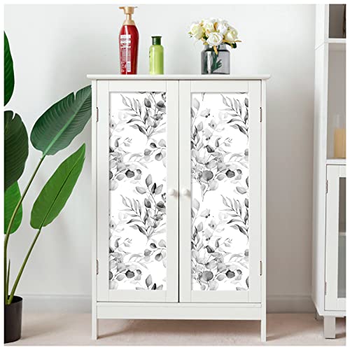 HAOKHOME Peel and Stick Wallpaper Boho Black/Grey/White Eucalyptus Leaf Floral Wall Mural Home Nursery Boho Contact Paper 17.7in x 9.8ft - Thumbnail 6