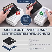 VON HEESEN Leder Kartenetui Geldbörse Herren & Damen Kreditkartenetui (Medium, Schwarz Carbon) – Ansicht 3