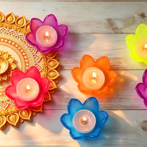 Lotus Lot de 6 photophores en verre pour décoration de table Diwali – vue 3