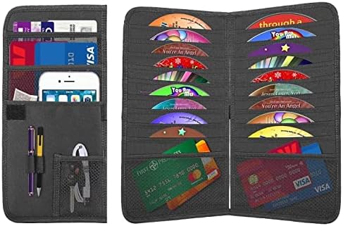 Lebogner Car Sun Visor Organizer And CD Holder, 2 In 1 Auto Interior Accessories Organizer Pocket, Personal Belonging and Registration, Document, Ticket Storage Pouch + 18 Pocket CD, DVDs Storage Case