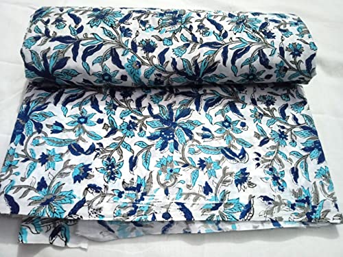 Tissu en coton doux indien imprimé main pour kurti et robe - rouleau de 50 yards