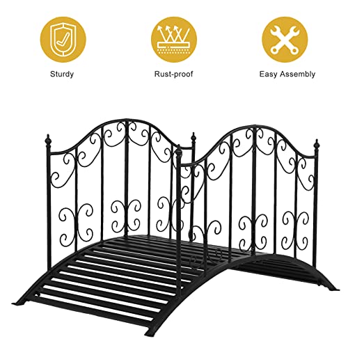 Vingli Garden Bridge Metal Yard Arch Path Bridge With Patterned Guardrails thumb #4