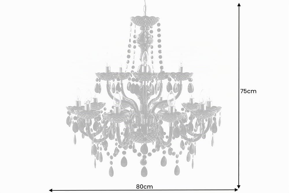 Riess Ambiente 15-flammiger Design Kronleuchter BLACK CRYSTAL Acryl schwarz 15-armig Lüster Lampen Hängeleuchte Deckenlampe