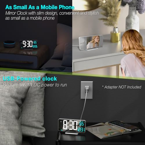 Kosumosu DIGITAL ALARM CLOCK Led Clocks For Bedrooms 6.7In White Alarm Clock thumb #3