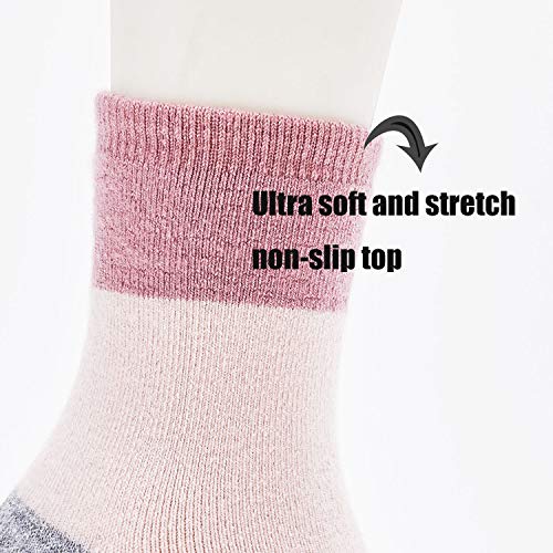 HowJoJo Toddler Girls Thick Wool Socks Kids Warm Socks Winter Thermal Crew Socks 6 Pack 1-3 Years4