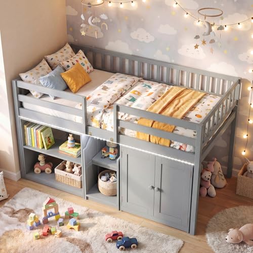 KOMFOTT Low Loft Bed with Storage