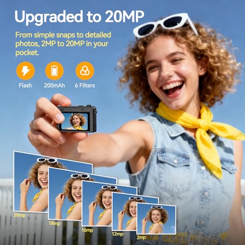 Image of HOTU Mini Keychain Camera, 2K 20 MP Mini Digital Camera with 16G Card Travel and Vlog, Long Battery Life, Photo Video Camera Compact and Portable for Kids, Teens, Brown