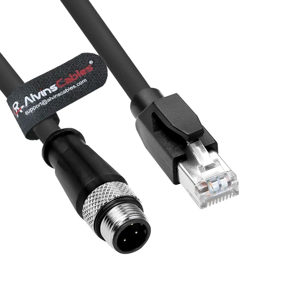 D出品 Alvin's Cables M12 4 Position D Coded to RJ45 Ethernet Cable M12 4