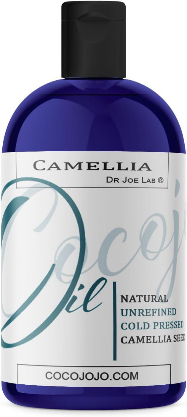 Dr Joe Lab Japanese Camellia Seed Oil - 100% Pure, Unrefined, Cold Pressed, Non-GMO Bullk Carrier - 8 oz - for Skin, Hair, Nails, Body, Facial Hair - Hydrating Moisturizing Vegan Nourishing