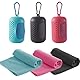 dogmoon Kühlende Handtücher, 3 Stück Schnelltrocknendes Sporthandtuch mit Tragbaren Silikonhüllen, Cooling Towel, Kühltücher Sporthandtuch Microfase für Fitness Outdoor Sports(30 x 90cm, 3 Farben)