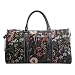 Ladies Black Garden Flower Carry-on Overnight Weekender Duffel Travel Hand Luggage by Signare with Sunflower Poppy Butterfly Dragonfly (BHOLD-MGDBK)