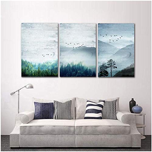 Affiche bois paysage naturel en toile 50x70cm moderne pour salon