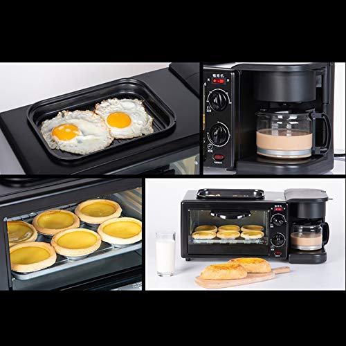3-in-1 mini-oven, multifunctioneel ontbijtmachine met koffiezetapparaat, bakoven worstjes bakken toaststoffen minioven 9 l - Afbeelding 4